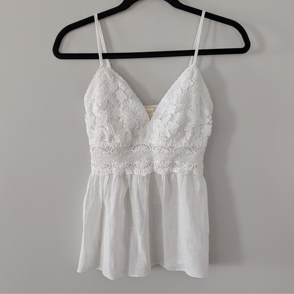Rebellion Again Babydoll Top XTRA SMALL‎ Y2K Fairy Boho Clean Girl Lace WHITE